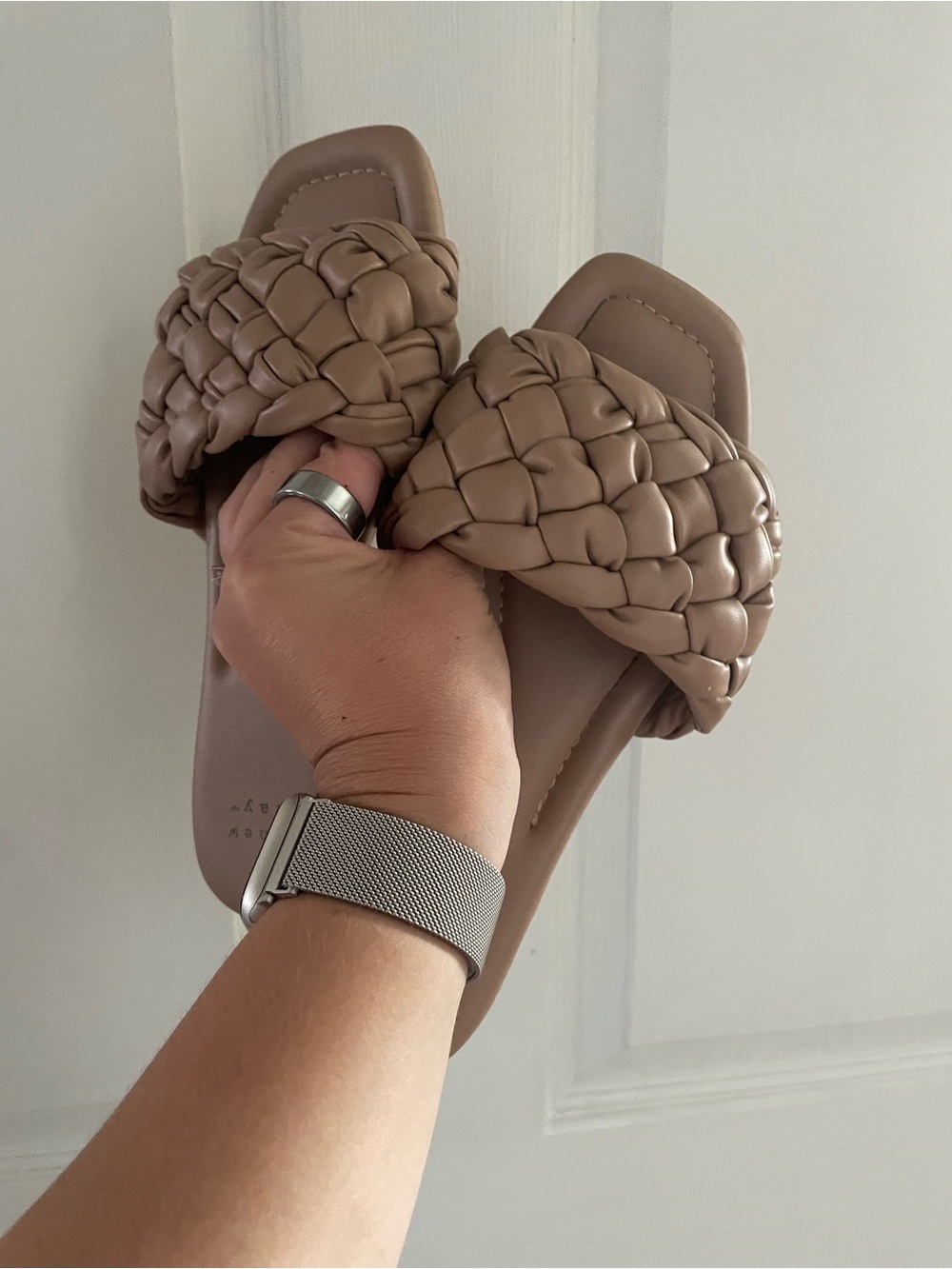 a new day Braided Slide Sandals in Taupe